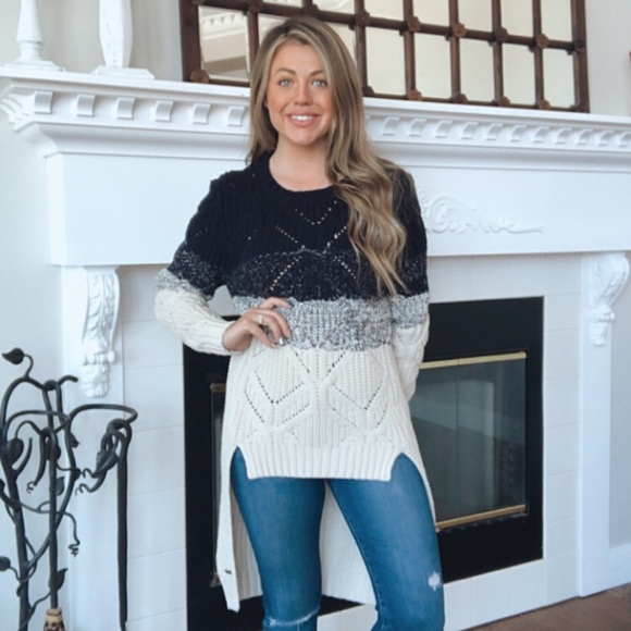 Smash! Blue Ombré High Low Cable Knit Sweater XS - Picture 1 of 8